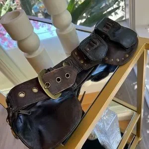 Wild Card Genuine Leather Fashion Utility Belt. Leather Rider Belt-Wild Card Designs (Consignment tn  main image 4